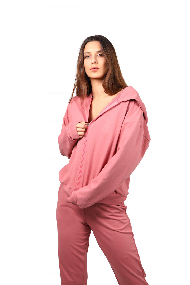 'Old pink' Zipped hoodie